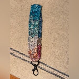 Multicolor Crochet Keychain wristlet with lobster clasp